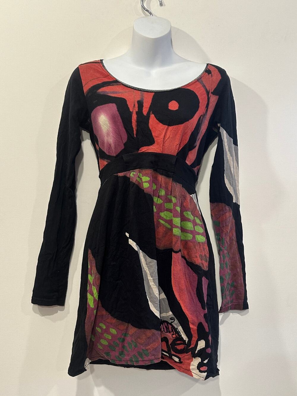 Desigual Vintage Y2K Abstract Butterfly Sequin Tie-Back Mini Dress Small